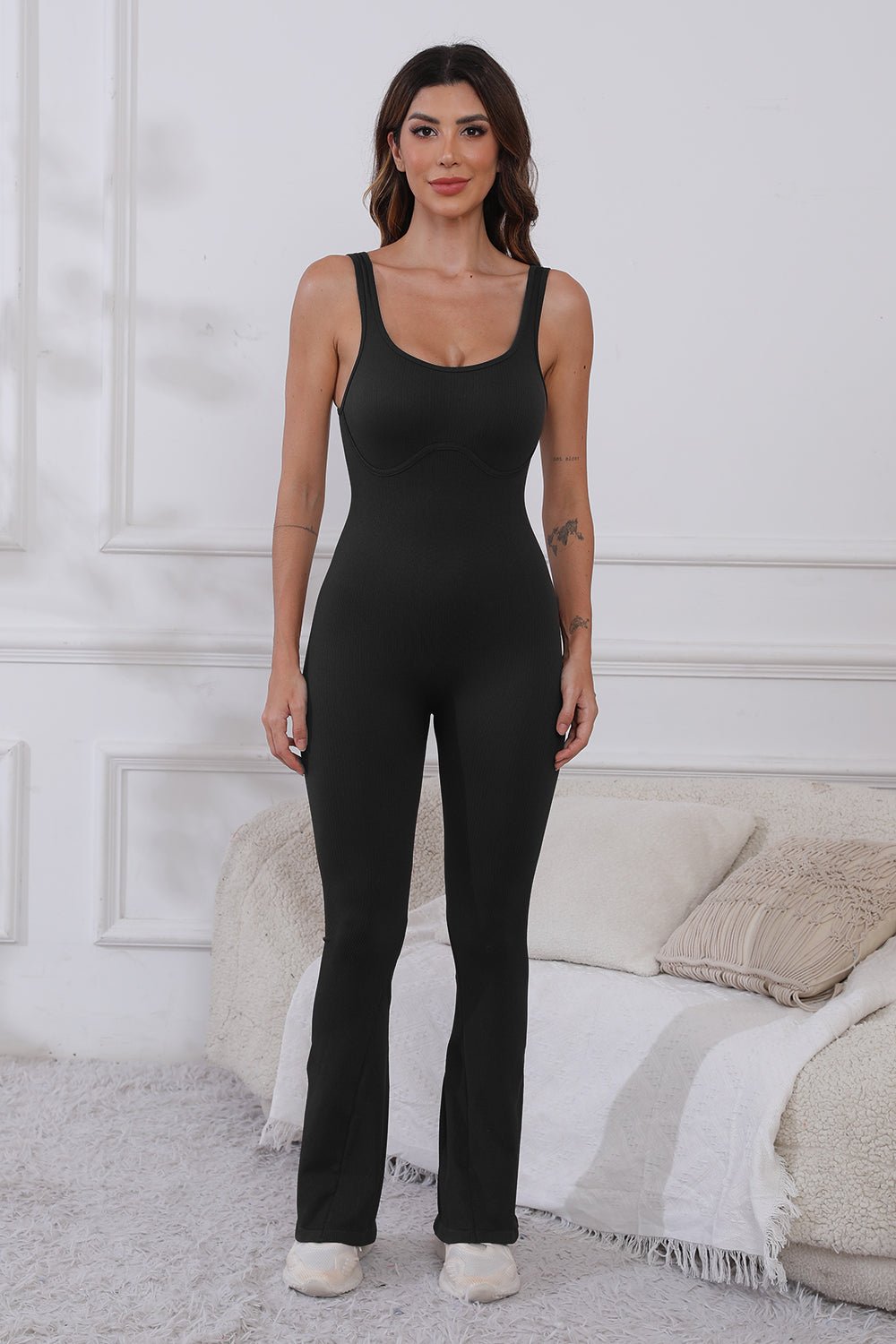 ZenSculpt Scoop Neck Wide Strap Active Jumpsuit