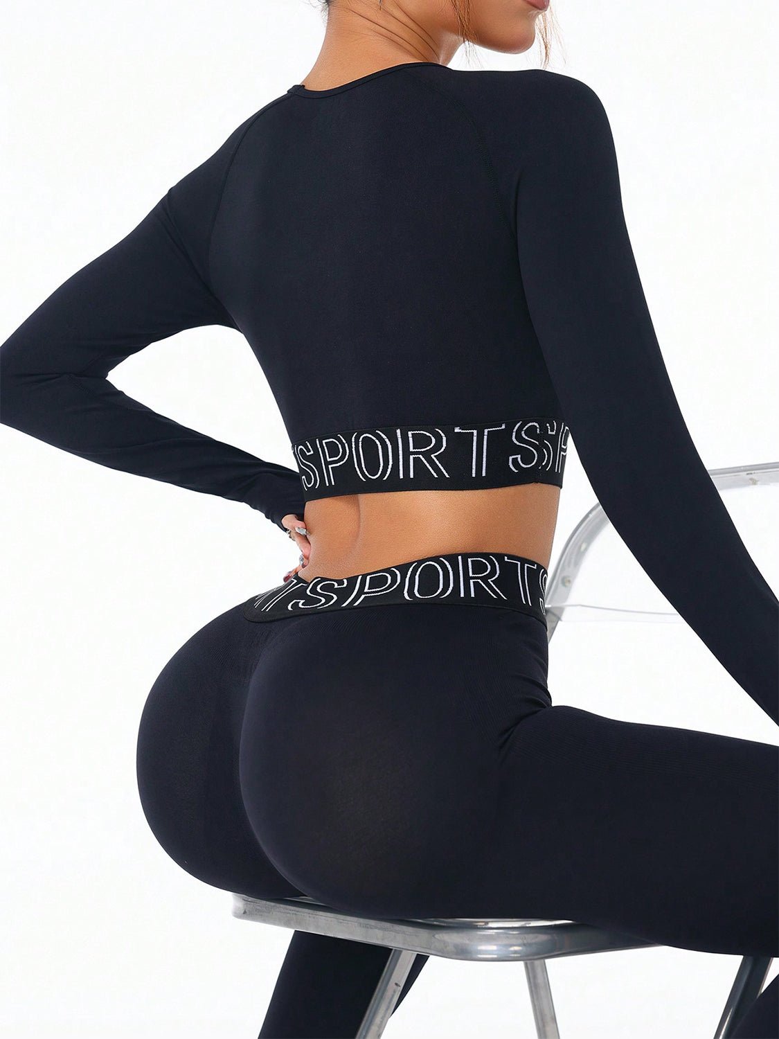 TrainTech Round Neck Long Sleeve Top and Leggings Active Set