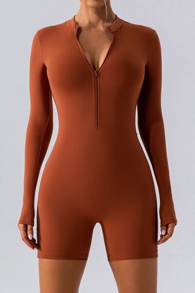 ZenSculpt Half Zip Long Sleeve Active Romper