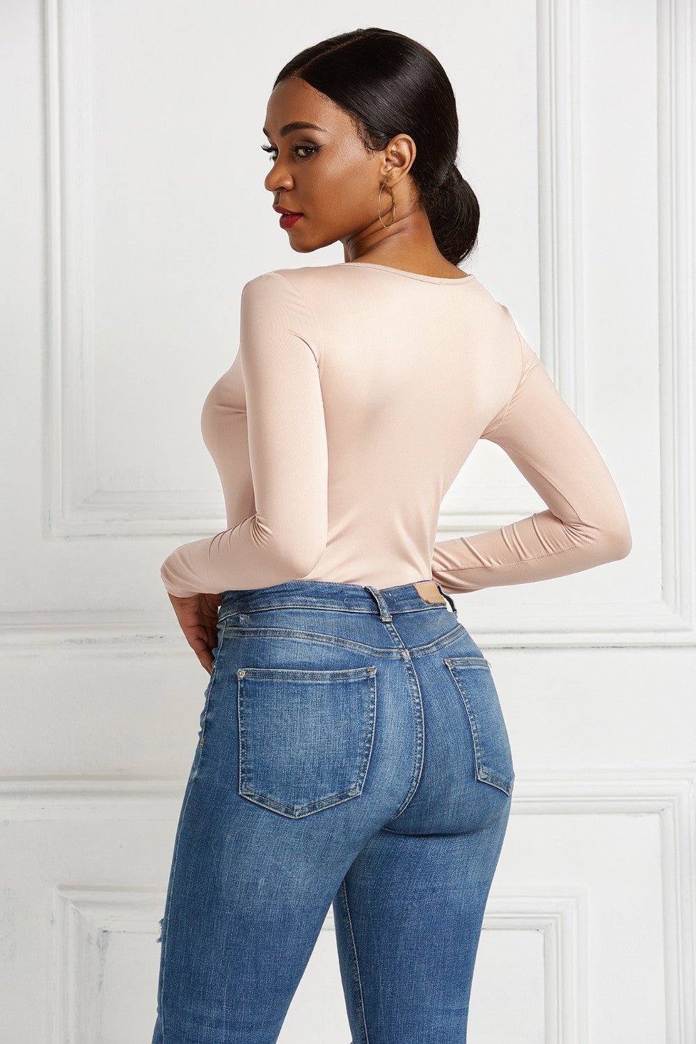 ZenSculpt Half Zip Scoop Neck Long Sleeve Bodysuit