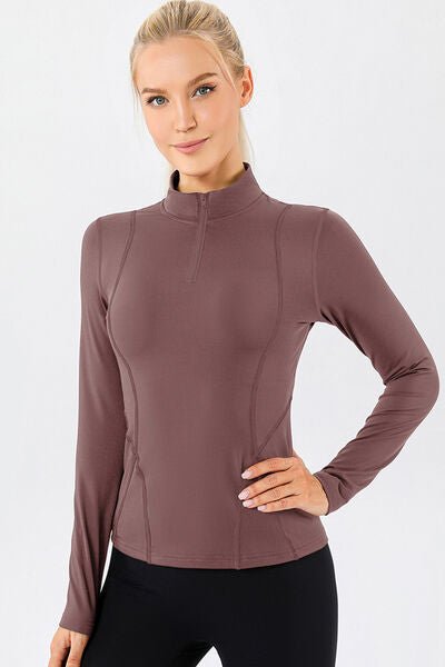 ZenSculpt Mock Neck Quarter Zip Active T-Shirt