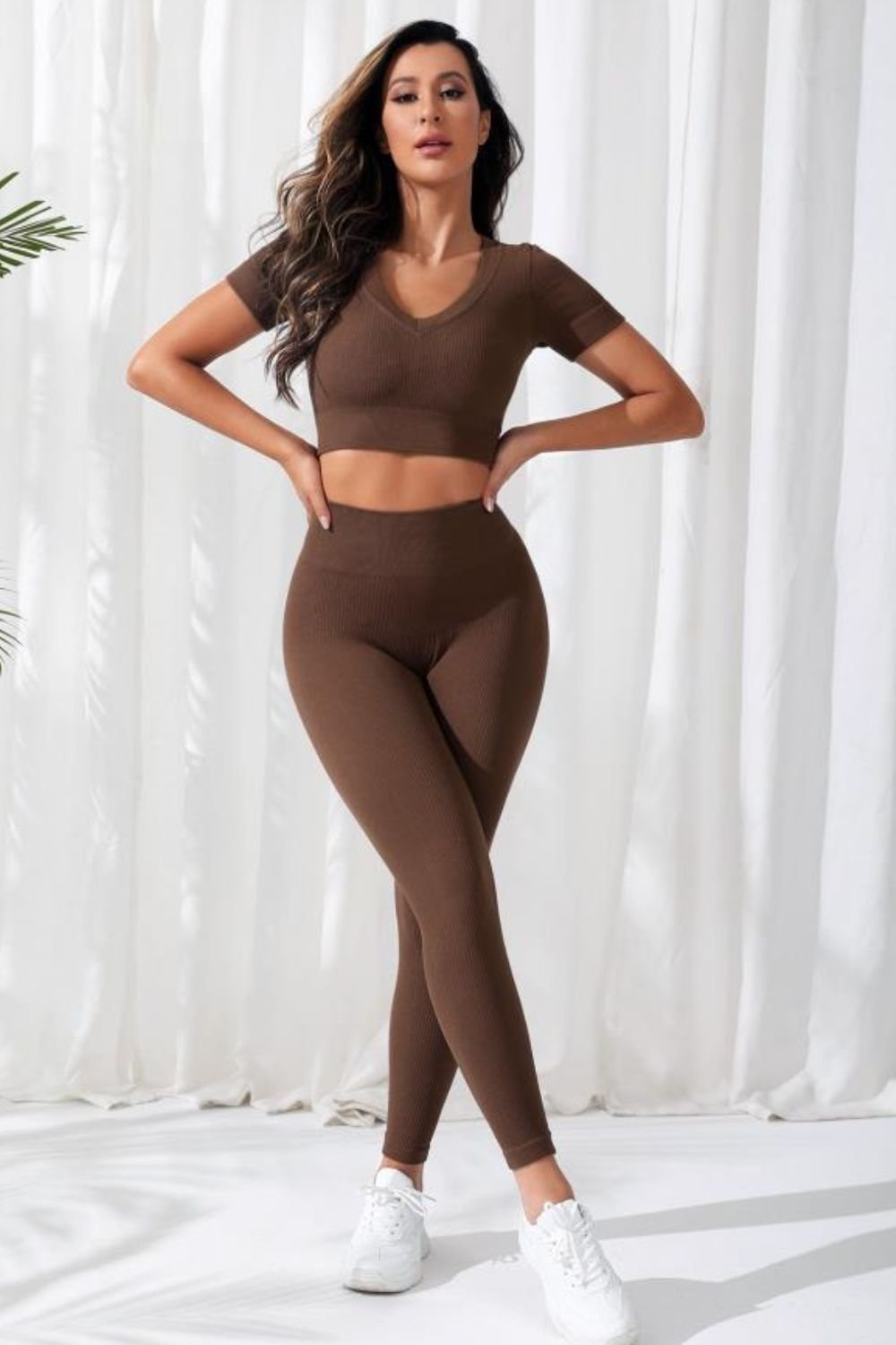 ZenSculpt V-Neck Crop Top and High Waistband Pants