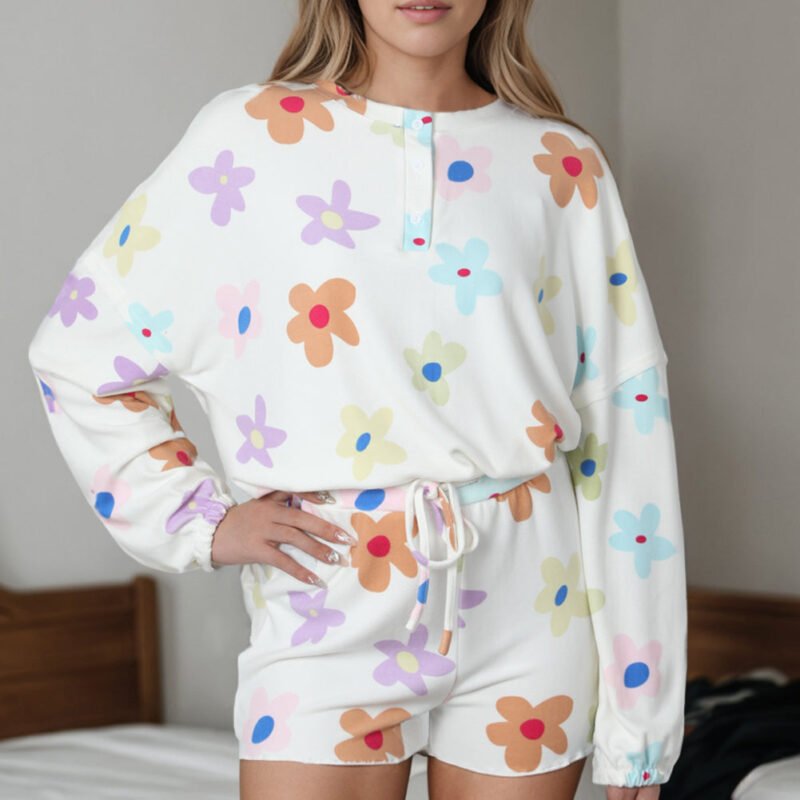 FleekGoddess Quarter Button Top and Shorts Lounge Set