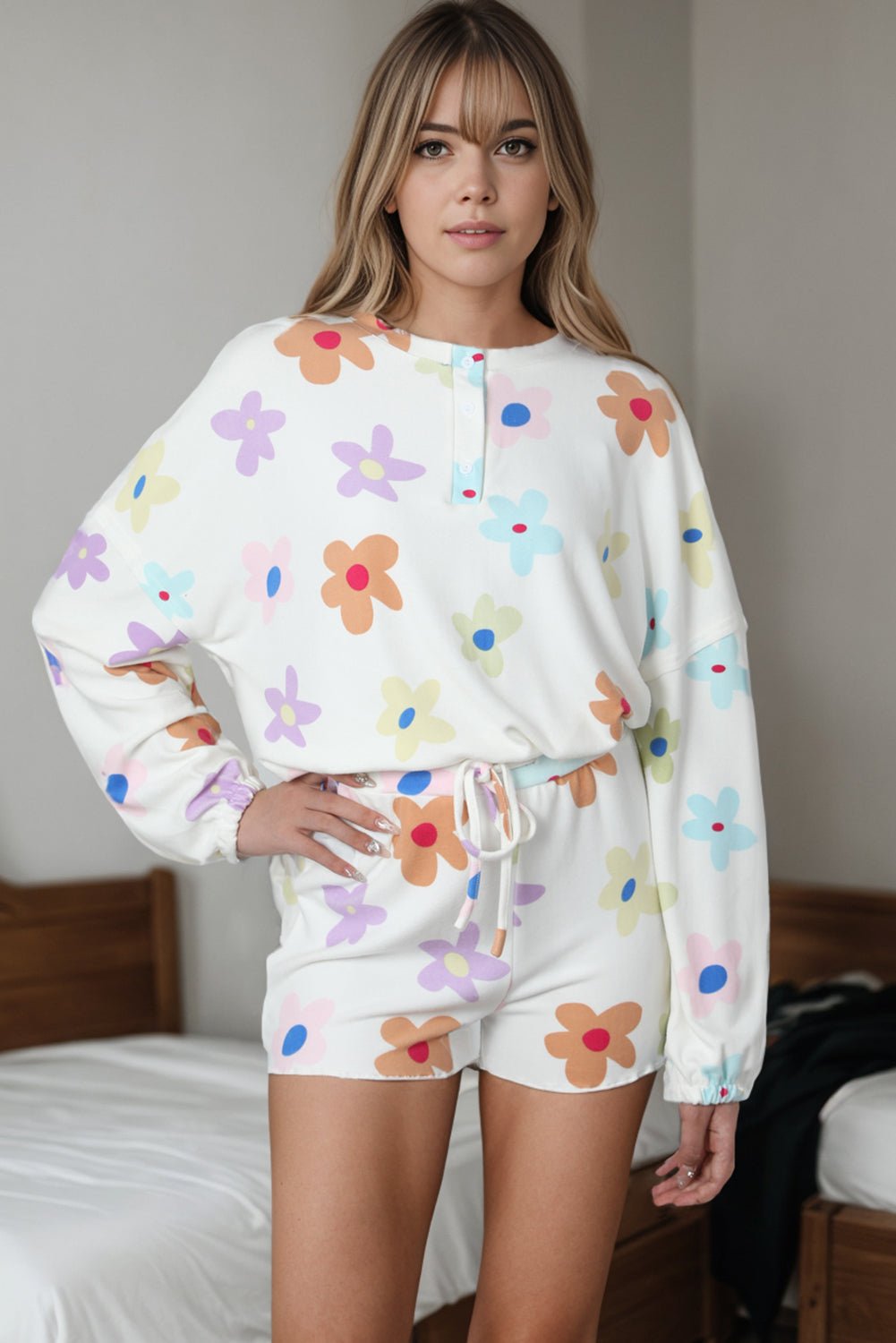 FleekGoddess Quarter Button Top and Shorts Lounge Set