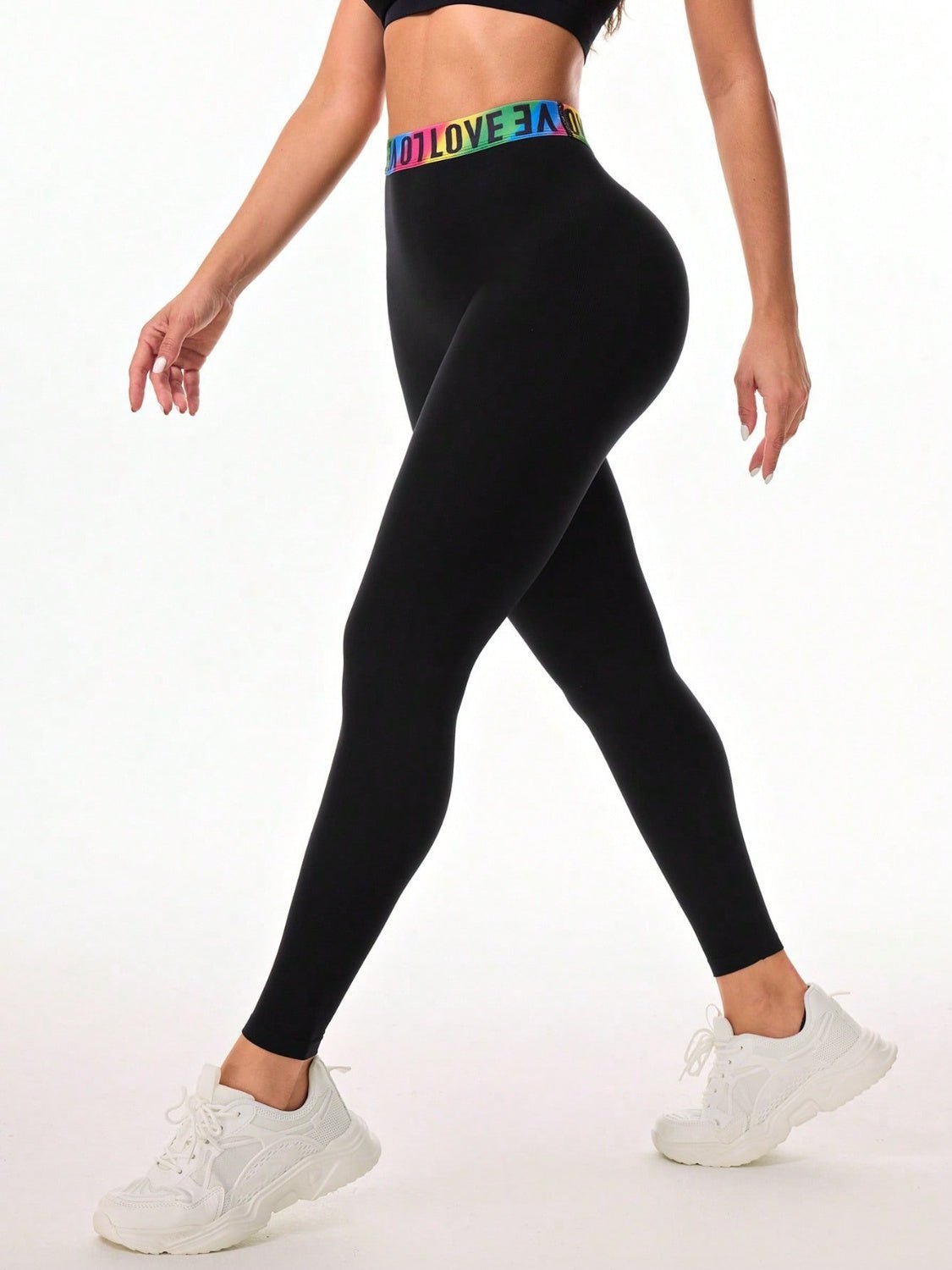 TrainTech Letter Printed High Waist Active Leggings