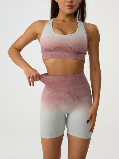 ZenSculpt Gradient Scoop Neck Tank and High Waist Shorts Active Set