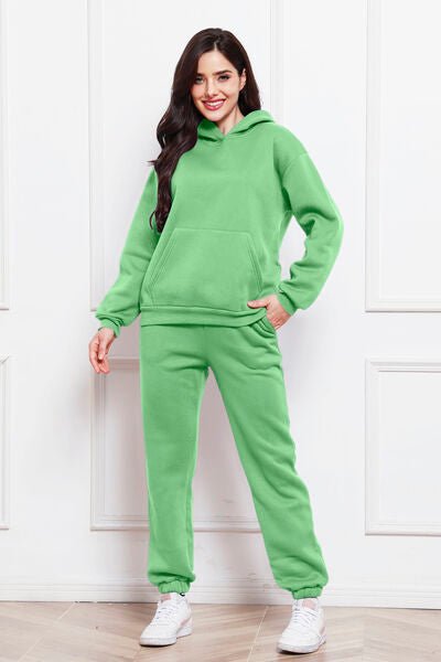 FleeceFlex Drop Shoulder Long Sleeve Hoodie and Pants Set
