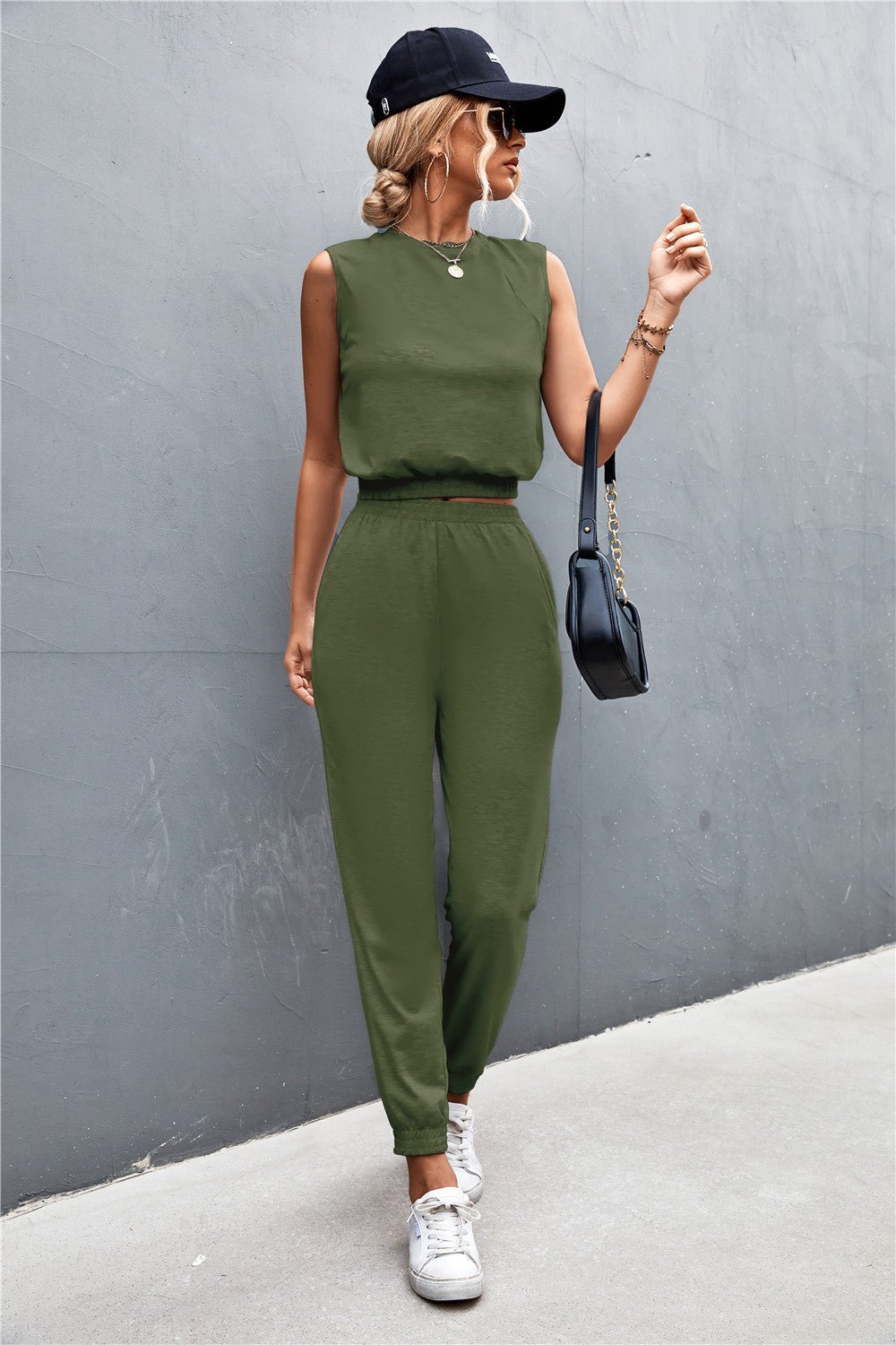 FleeceFlex Sleeveless Top and Joggers Set