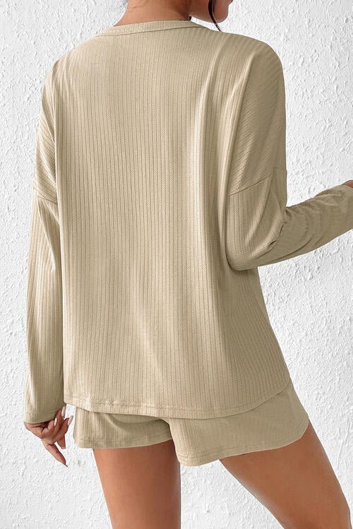 FleekGoddess Ribbed Button-Up Top and Shorts Set