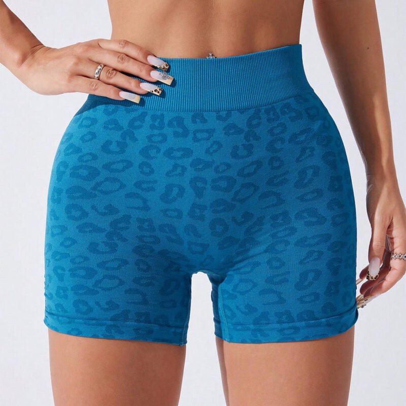 ZenSculpt Ruched Leopard High Waist Active Shorts