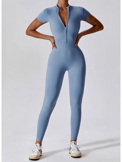 TrainTech Half Zip Short Sleeve Active Jumpsuit