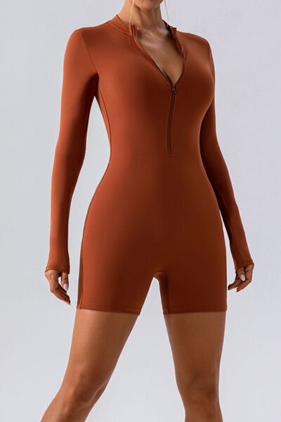 ZenSculpt Half Zip Long Sleeve Active Romper