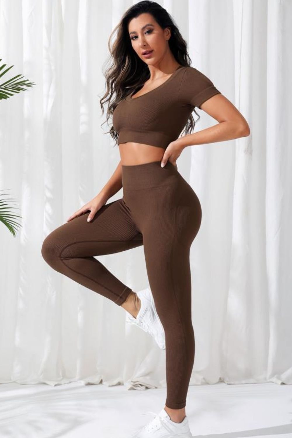 ZenSculpt V-Neck Crop Top and High Waistband Pants