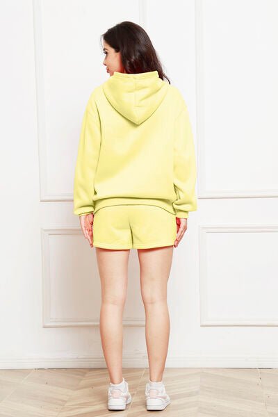 FleeceFlex Drop Shoulder Long Sleeve Hoodie and Shorts Set