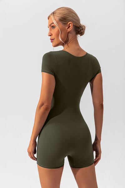 FleekGoddess Square Neck Cap Sleeve Active Romper