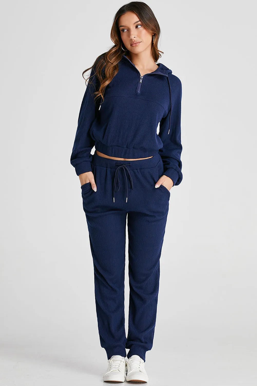 FleeceFlex Drawstring Half Zip Hoodie and Joggers Active Set