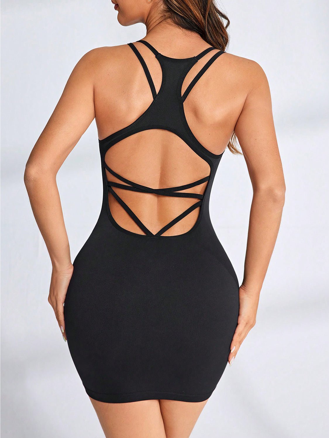ZenSculpt Crisscross Scoop Neck Active Dress