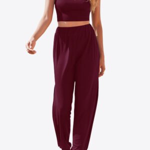 FleeceFlex Cropped Cami and Side Split Joggers Set