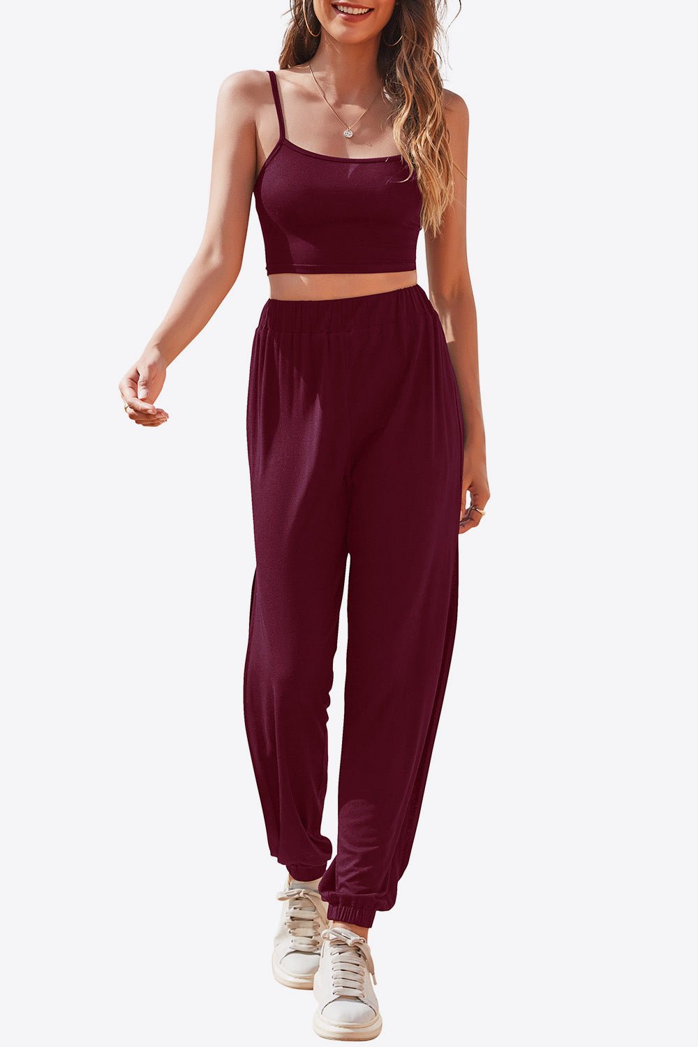 FleeceFlex Cropped Cami and Side Split Joggers Set