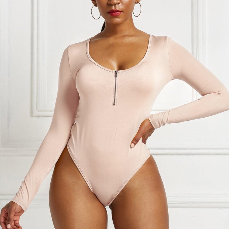ZenSculpt Half Zip Scoop Neck Long Sleeve Bodysuit