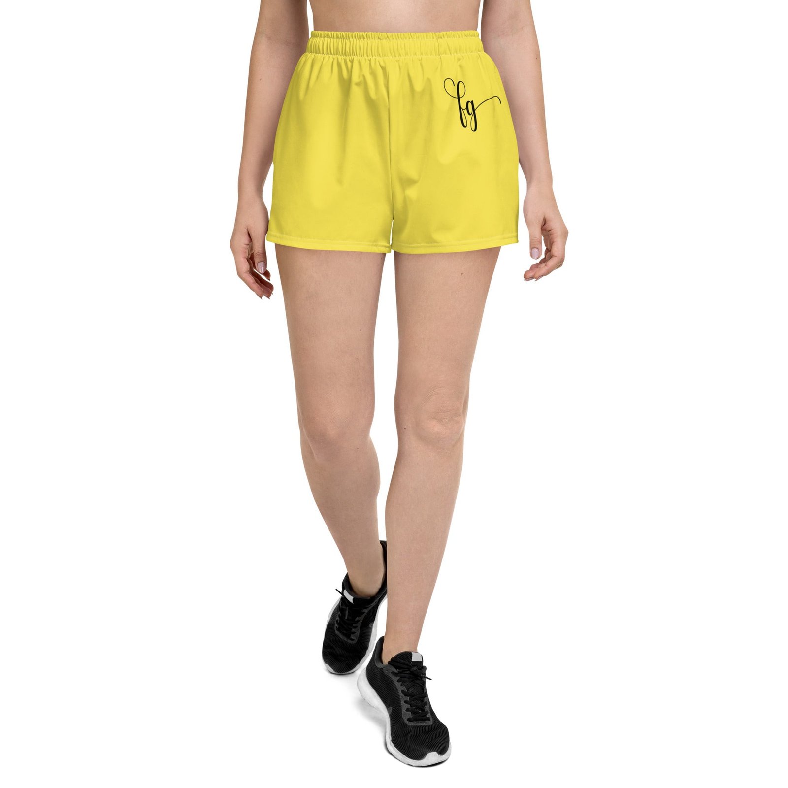 Paris Daisy Yellow / Black Athletic Shorts