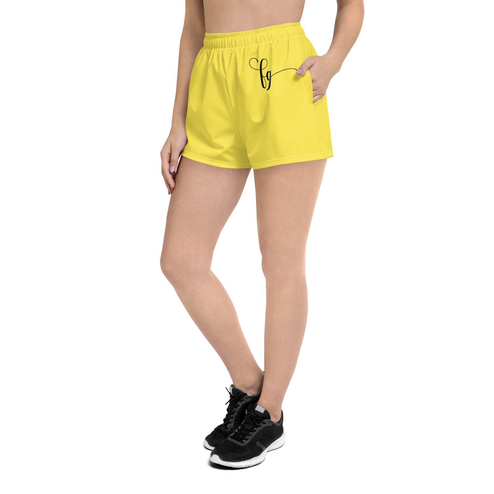 Paris Daisy Yellow / Black Athletic Shorts