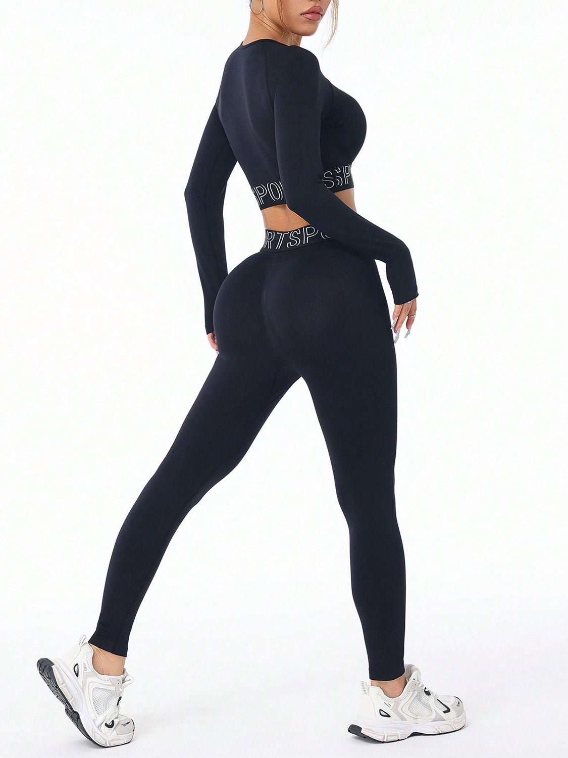 TrainTech Round Neck Long Sleeve Top and Leggings Active Set