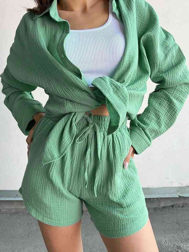 FleekGoddess Textured Shirt and Shorts Set