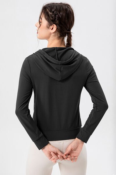 TrainTech Drawstring Zip Up Hooded Active Outerwear