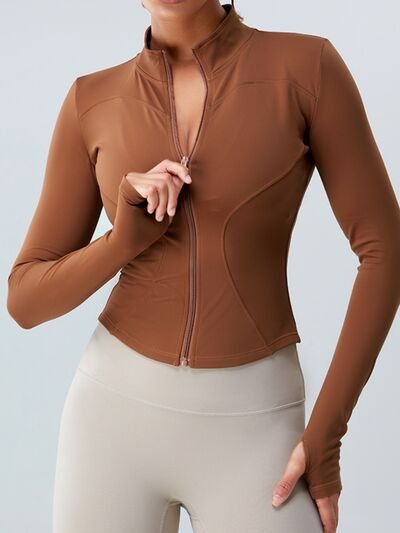 ZenSculpt Mock Neck Zip Up Active Outerwear
