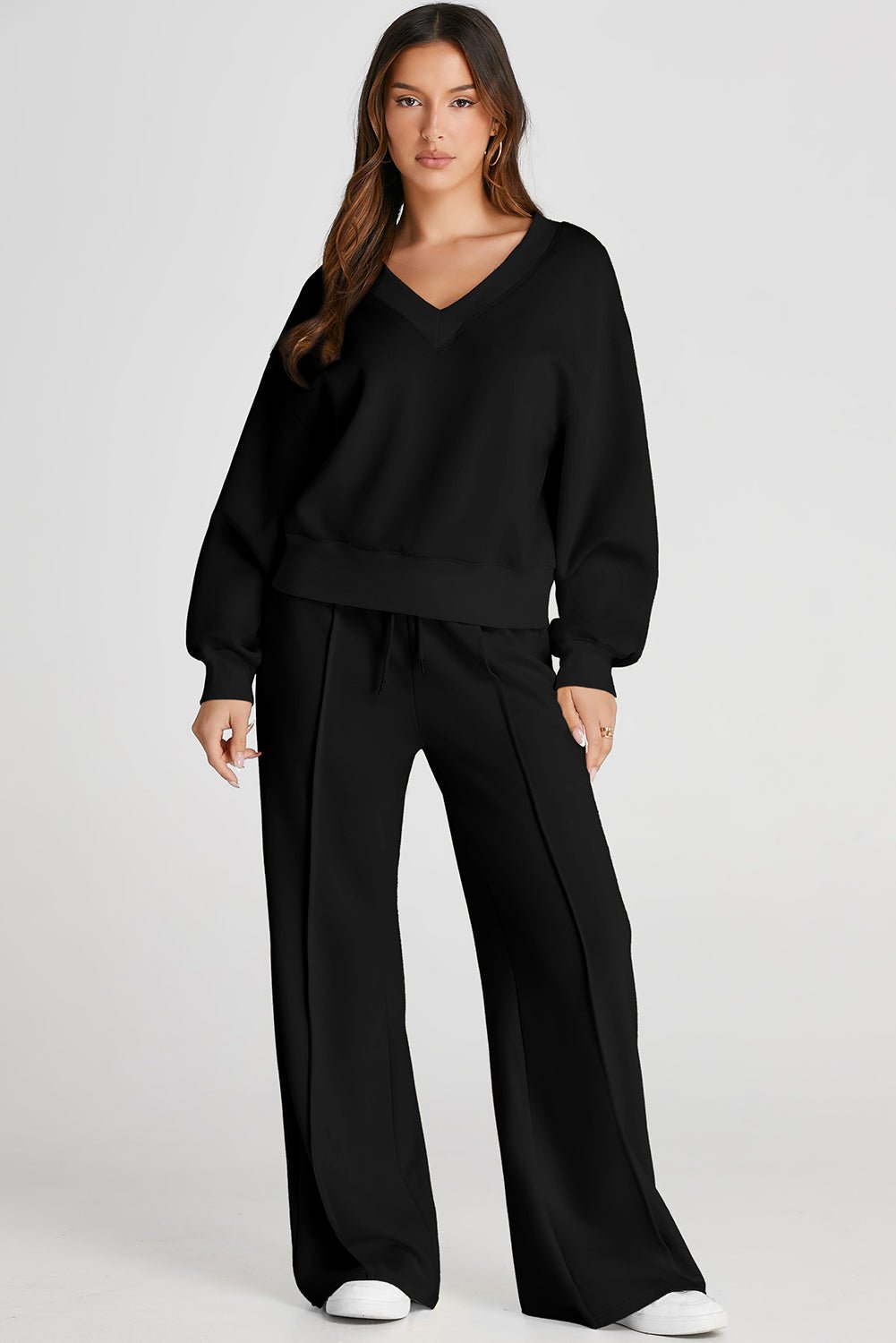 FleeceFlex V-Neck Long Sleeve Top and Pants Active Set
