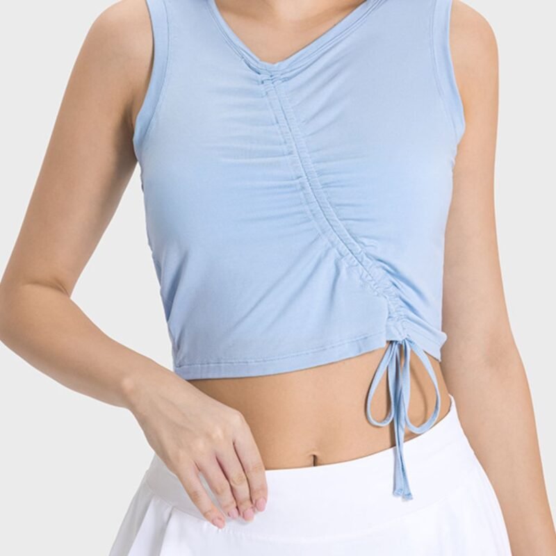 TrainTech Drawstring Ruched Wide Strap Active Tank