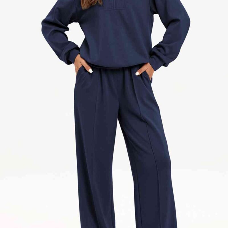 FleeceFlex Half Zip Collared Neck Sweatshirt and Pants Set