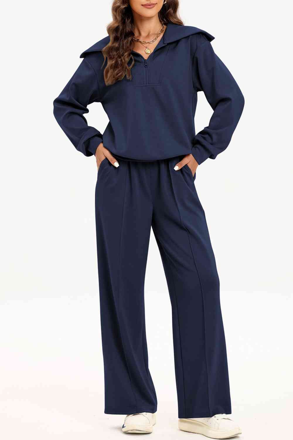 FleeceFlex Half Zip Collared Neck Sweatshirt and Pants Set