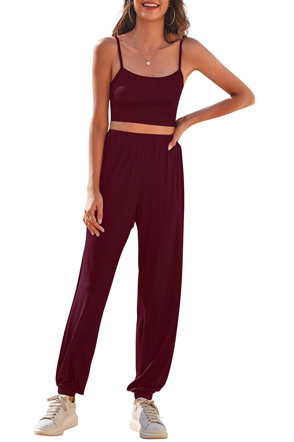 FleeceFlex Cropped Cami and Side Split Joggers Set
