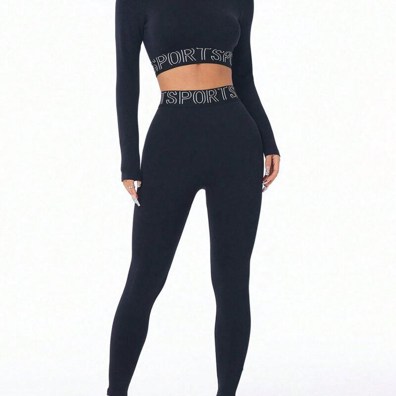 TrainTech Round Neck Long Sleeve Top and Leggings Active Set