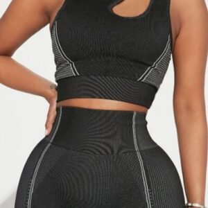 TrainTech Asymmetrical Neck Striped Tank and Shorts Set