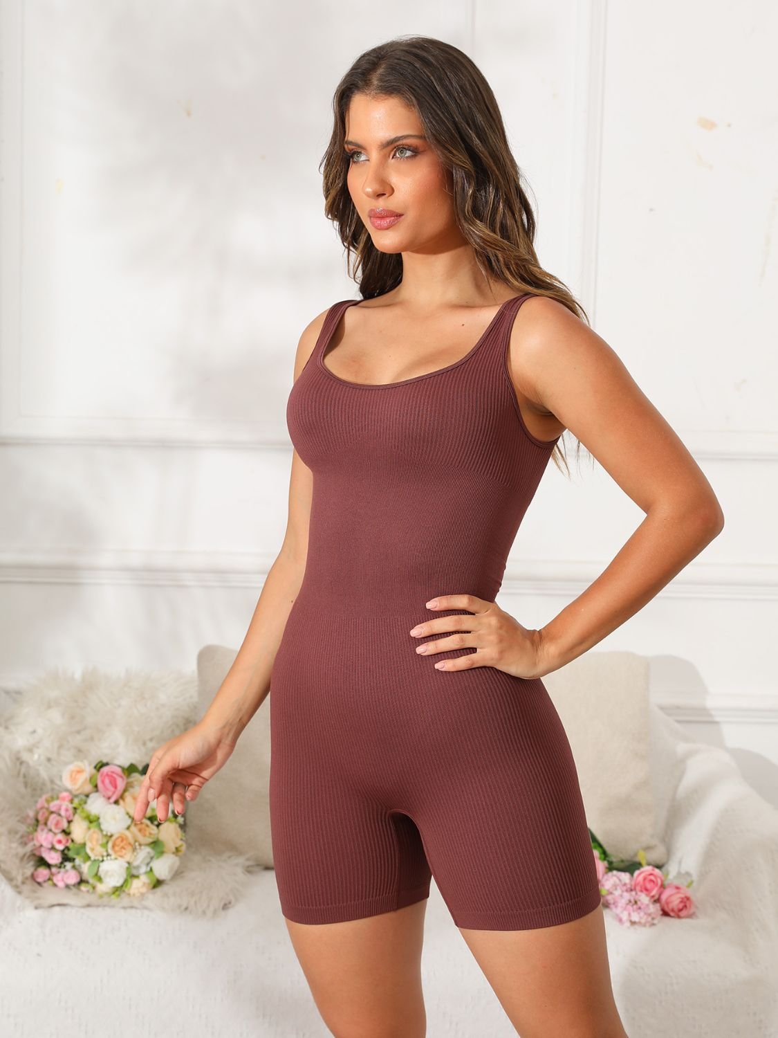 TrainTech Scoop Neck Wide Strap Active Romper