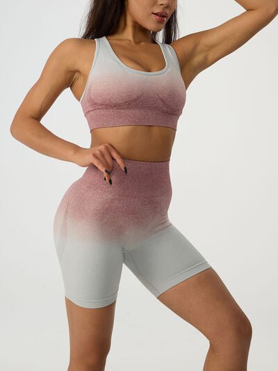 ZenSculpt Gradient Scoop Neck Tank and High Waist Shorts Active Set
