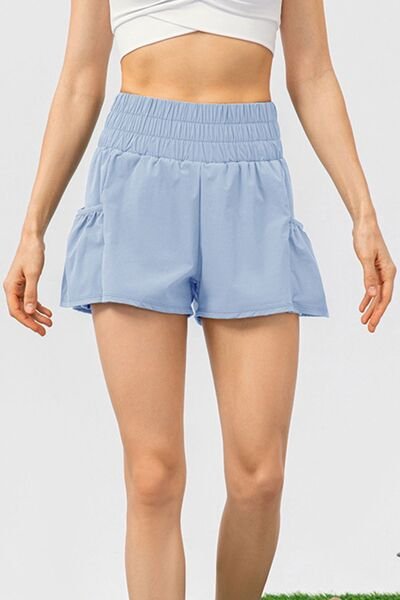 TrainTech Elastic Waist Pocketed Active Shorts